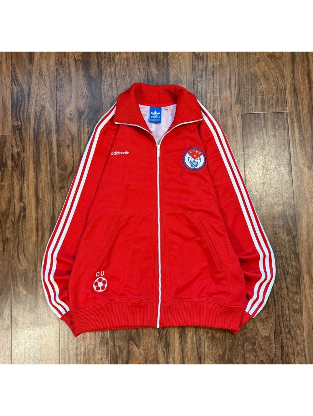 Adidas Originals Cuba Soccer Track Jacket Full Zip 2010 Red White Blue Size L